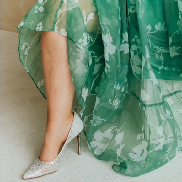 Jessica Simpson Crochet Style Heels with Silver Adornment. - Picture 4 of 4